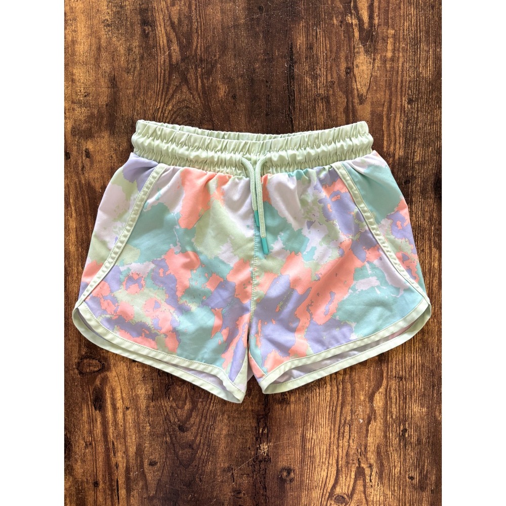Champion Girls Tie Dye Athletic Shorts Mint Green Peach Pastel Size 7/8 Dolphin